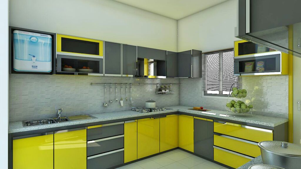 L Shape Dual Tone Modular Kitchen